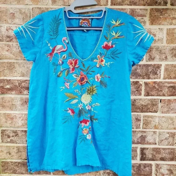 Johnny Was Light Blue Embroidered Tunic S - Picture 1 of 3